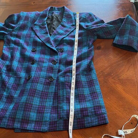 Vintage Handmade Pendleton Wool Plaid Blazer 90's Size 10 Double Breasted - Picture 6 of 8
